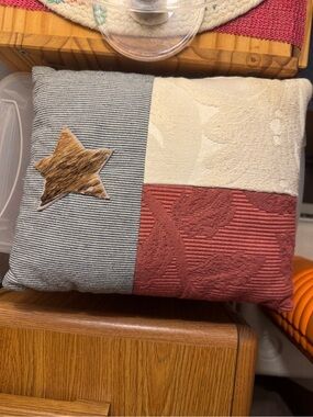 Texas Patchwork Star Accent Pillow - Red, Cream, Gray -